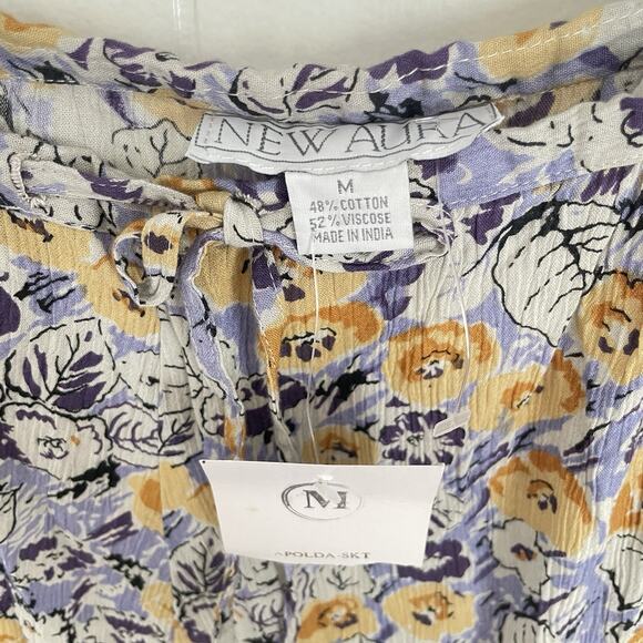 Vintage 70s Floral Maxi Skirt M Cotton Blend Boho Fairy Coquette Romantic NWT - Picture 4 of 8